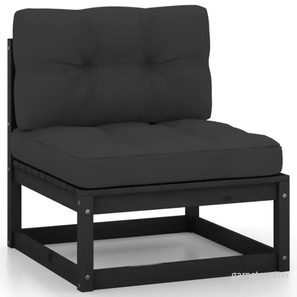 NNEVL 7-delars loungeset i svart furu med dynor - Bild 3