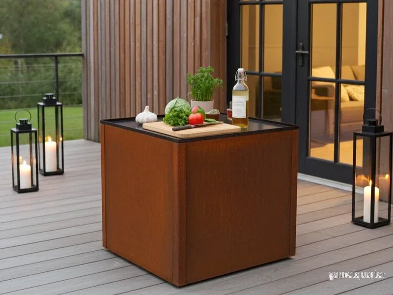 Utekök bord i cortenstål CUBY – 80 × 80 cm Utekök bord i cortenstål CUBY – 80 × 80 cm