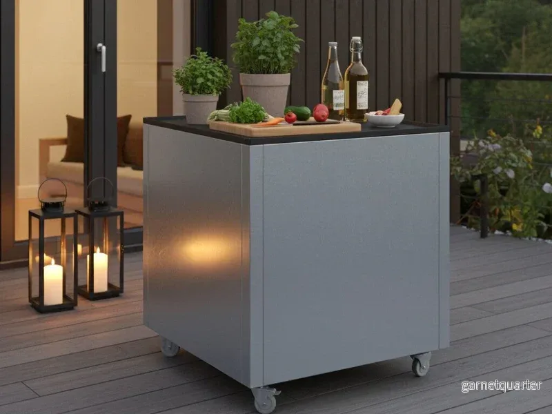Utekök bord i galvaniserat stål CUBY – 80 × 80 cm Utekök bord i galvaniserat stål CUBY – 80 × 80 cm