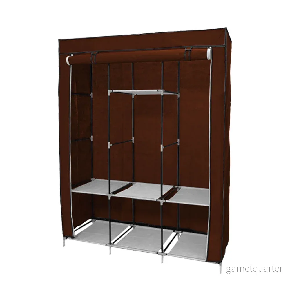 Portabel garderob/klädskåp – 130×45×170 cm, brun Portabel garderob/klädskåp – 130×45×170 cm, brun
