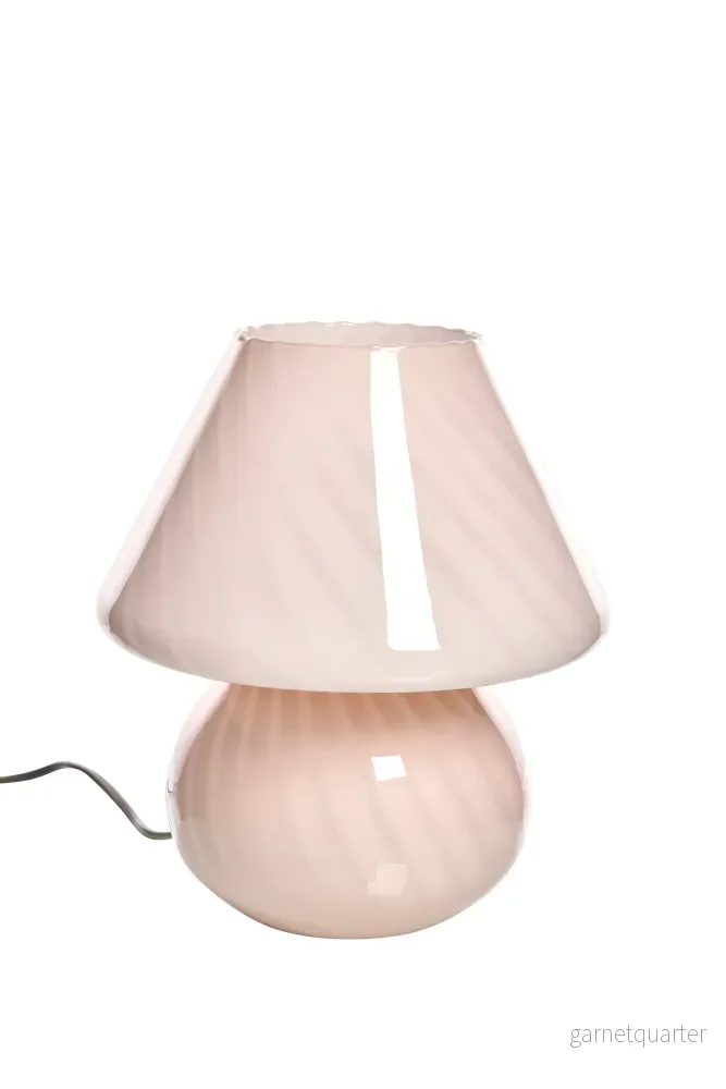 Vintage, ljusrosa Murano Swirl Mushroom bordslampa, Italien, 70tal - Bild 2