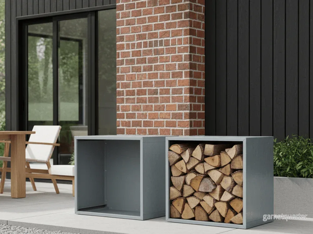 Vedförvaring i galvaniserat stål 80 × 40 × 80 cm - Bild 2