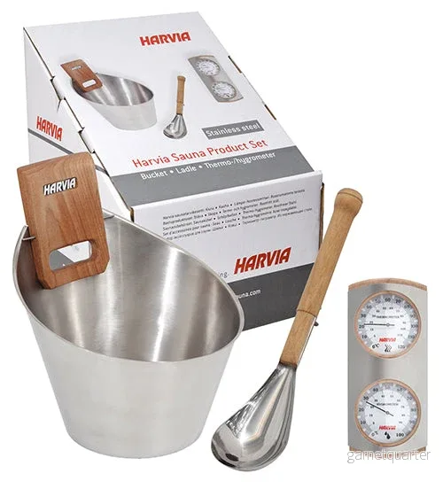 Harvia Bastutillbehör Kit – Hink, Slev, Hygrometer & Termometer (Inox) Harvia Bastutillbehör Kit – Hink, Slev, Hygrometer & Termometer (Inox)