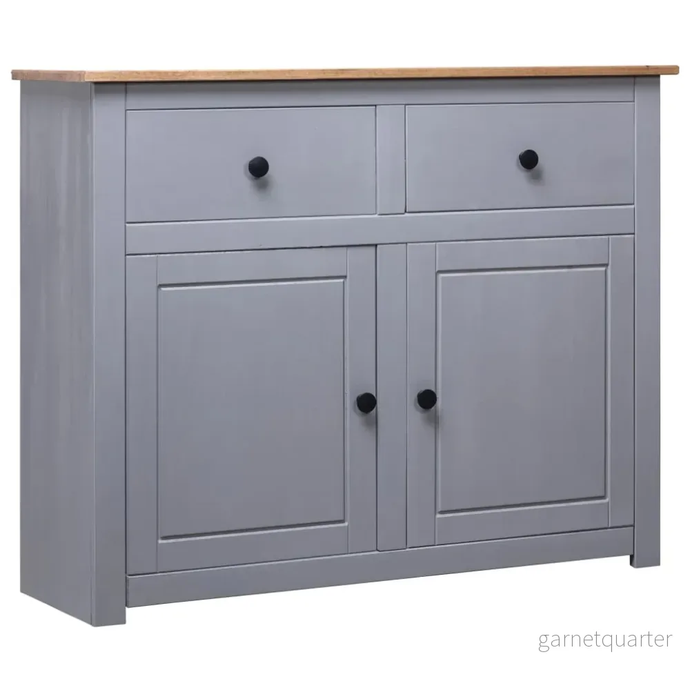 NNEDPE Sideboard/skänk 93×40×80 cm – Massiv furu, grå/natur NNEDPE Sideboard/skänk 93×40×80 cm – Massiv furu, grå/natur