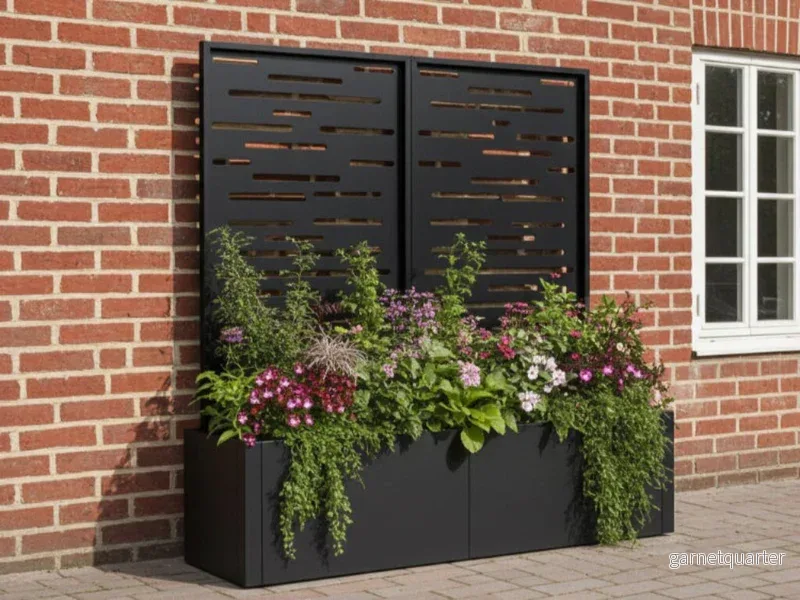 Blomlåda med spaljé i svartlackad CUBY 150 x 40 x H40 cm Blomlåda med spaljé i svartlackad CUBY 150 x 40 x H40 cm
