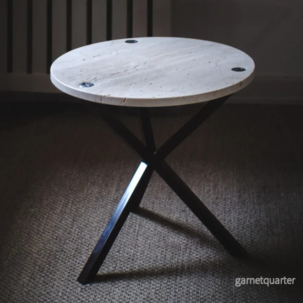 NEB Round Side Table With Top In Travertine - Bild 3