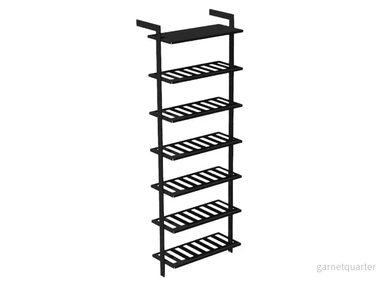 Vinställ AXIS – 72 × 205 cm, svartlackerat, 7 hyllor (1 plan, 6 vinhyllor)