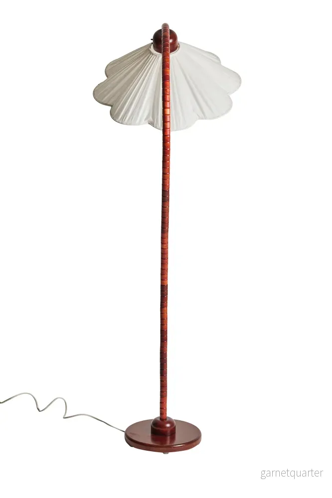 Golvlampa Markslöjd Svanhals – Mahognybetsad bok, sent 1900-tal - Bild 2