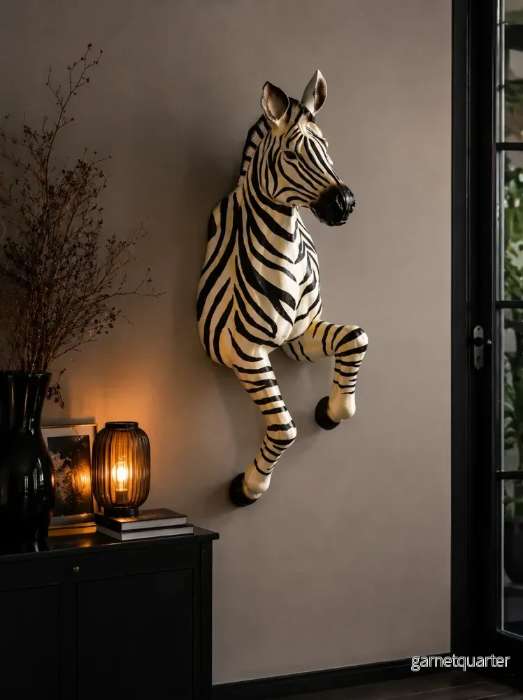 Stor Väggdekoration Med Zebra I Svart Och Vitt - Bild 2