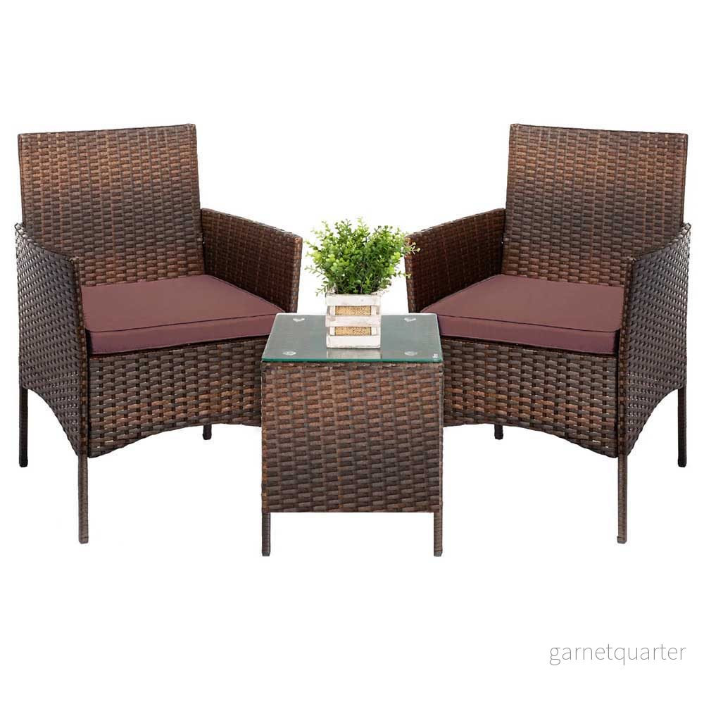 Timeless Tools 3-delars caféset i polyrattan med dynor