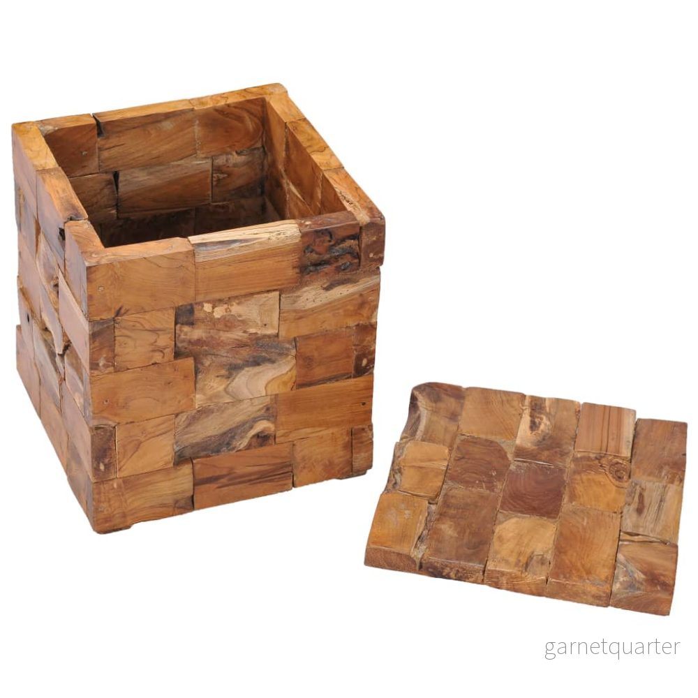 NNEVL Förvaringspall i massiv teak 40×40×45 cm – Natur - Bild 2