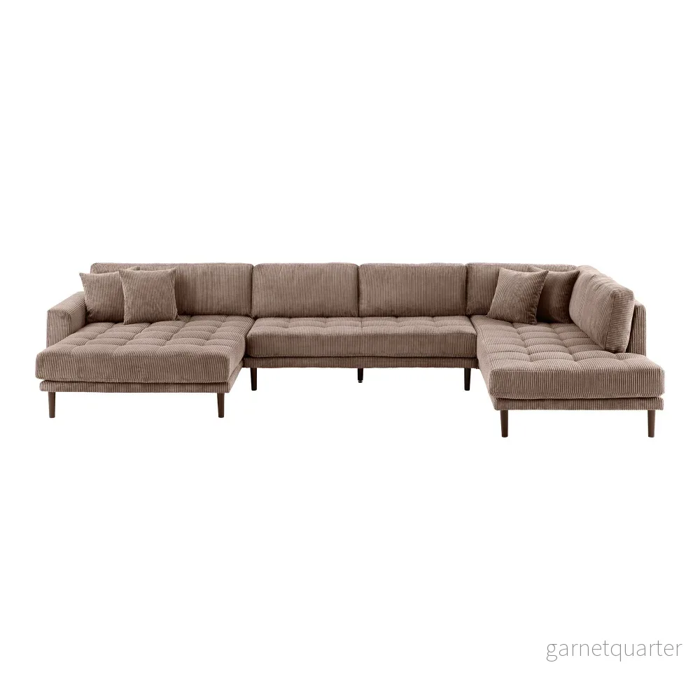 House Nordic Lido U-soffa – vänster, brun manchester