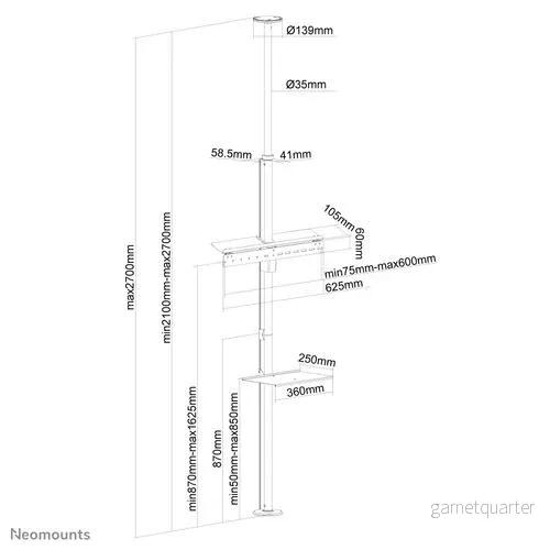 Neomounts FPMA-CF200 silver golv-till-tak-fäste - Bild 3