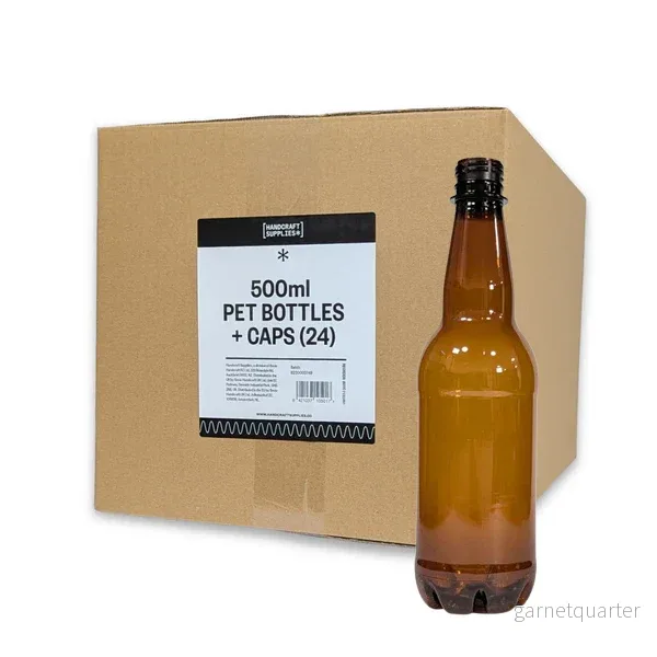 Handcraft Supplies 500ml ölflaskor av PET plast & skruvkorkar – låda med 24 st Handcraft Supplies 500ml ölflaskor av PET plast & skruvkorkar – låda med 24 st