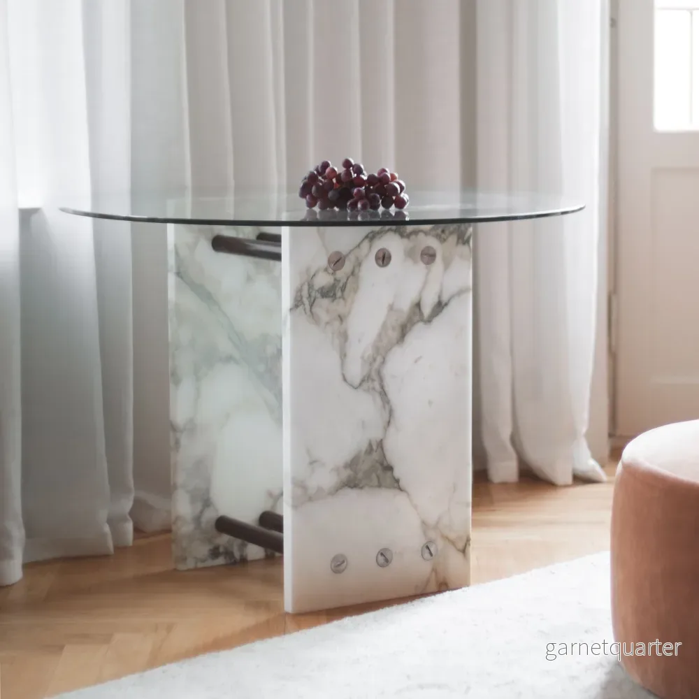 PS Bespoke Cube in Calacatta base and Glass top PS Bespoke Cube in Calacatta base and Glass top