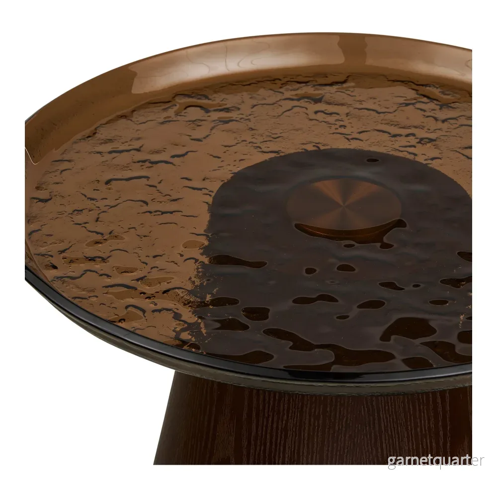 House Nordic Orvieto sidobord Ø50 cm – mörkbrun/glas - Bild 3