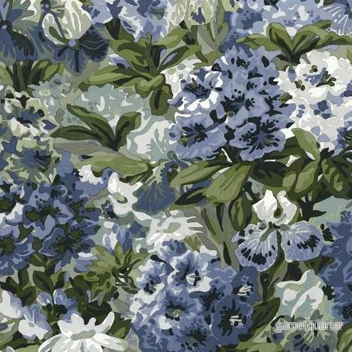 Dynväv Blågrön Blommig, 1090:-/m Dynväv Blågrön Blommig, 1090:-/m