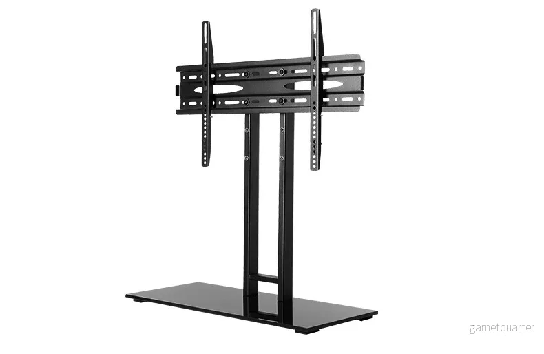Wolff Mount låsbar TV-fot | Upp till 65 tum | Universell | VESA 600×400 | Svart tung glasskiva