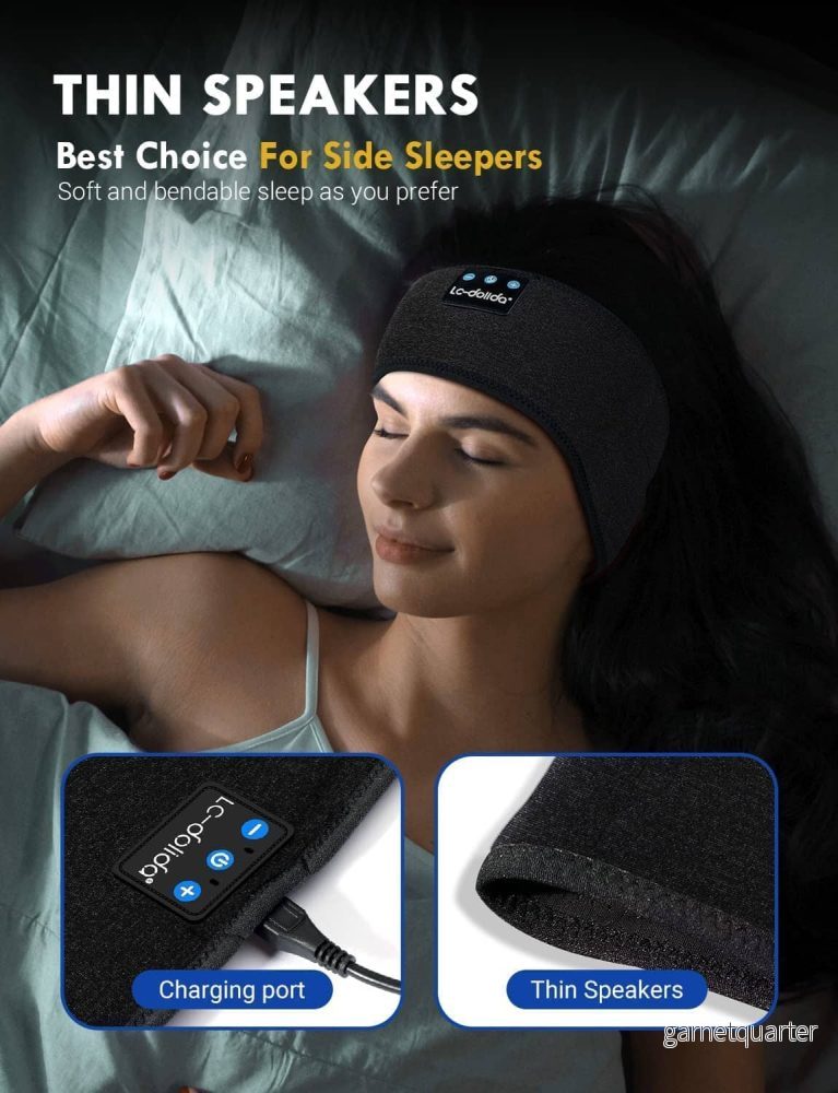 Sov gott - Elastiskt pannband med Bluetooth, hörlurar & mikrofon. 5.0. - Bild 3