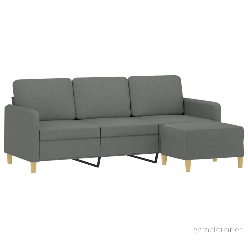 NNEVL 3-sits soffa med fotpall – Mörkgrå tyg, 180 cm sittyta - Bild 3