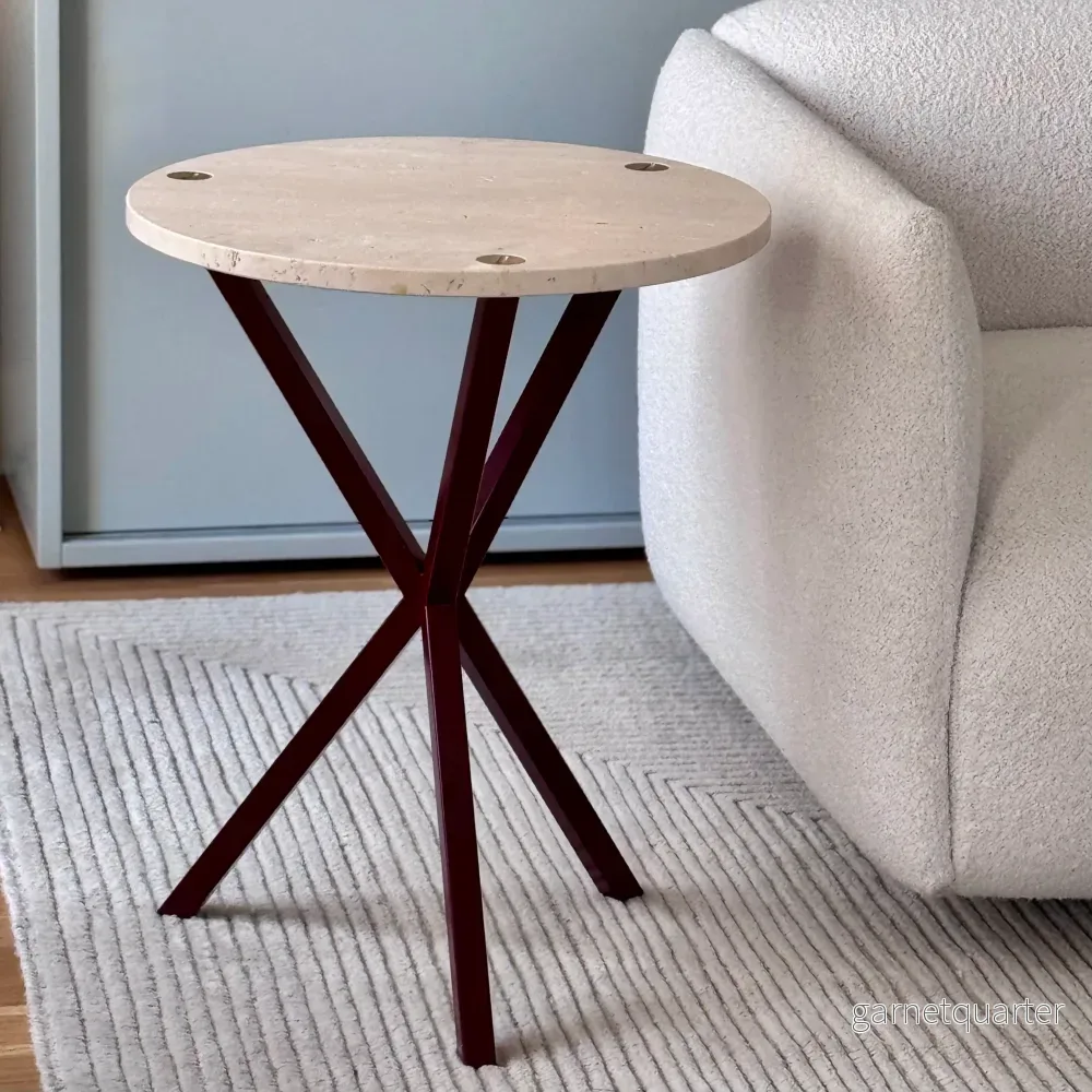 NEB High Round Side Table With Top In Travertine NEB High Round Side Table With Top In Travertine