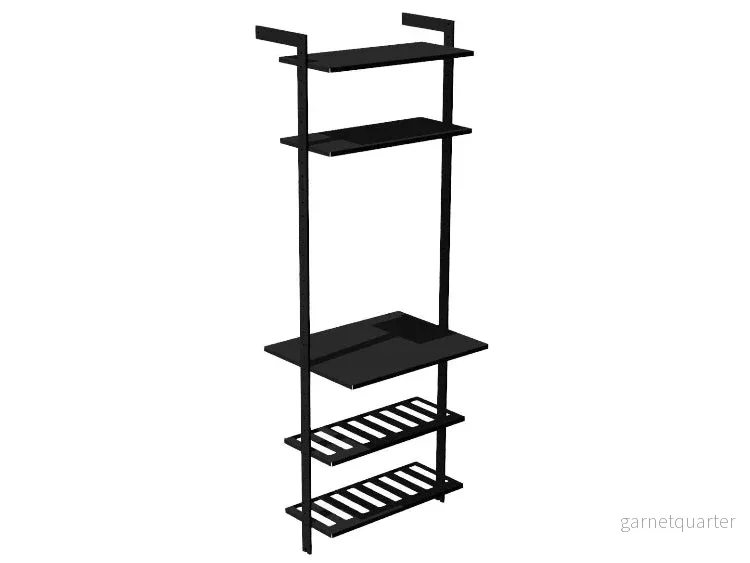 Vinställ AXIS – 72 × 205 cm, svartlackerat, bordsskiva + 4 hyllor (2 plan, 2 vinhyllor)