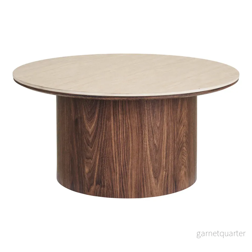 House Nordic Delphi soffbord – travertin/mörkbrun, Ø80 cm