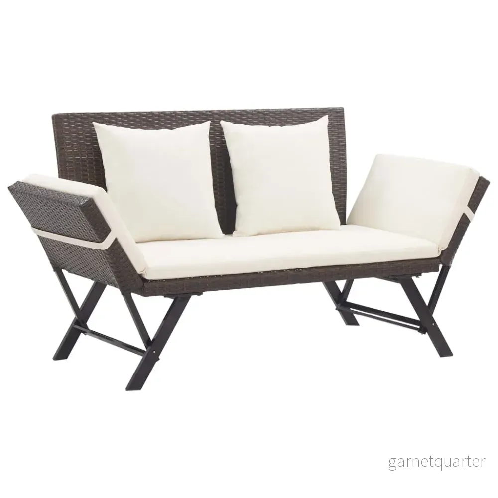 NNEVL Trädgårdsbänk/dagbädd 2-i-1 med dynor 176 cm – Brun polyrattan NNEVL Trädgårdsbänk/dagbädd 2-i-1 med dynor 176 cm – Brun polyrattan