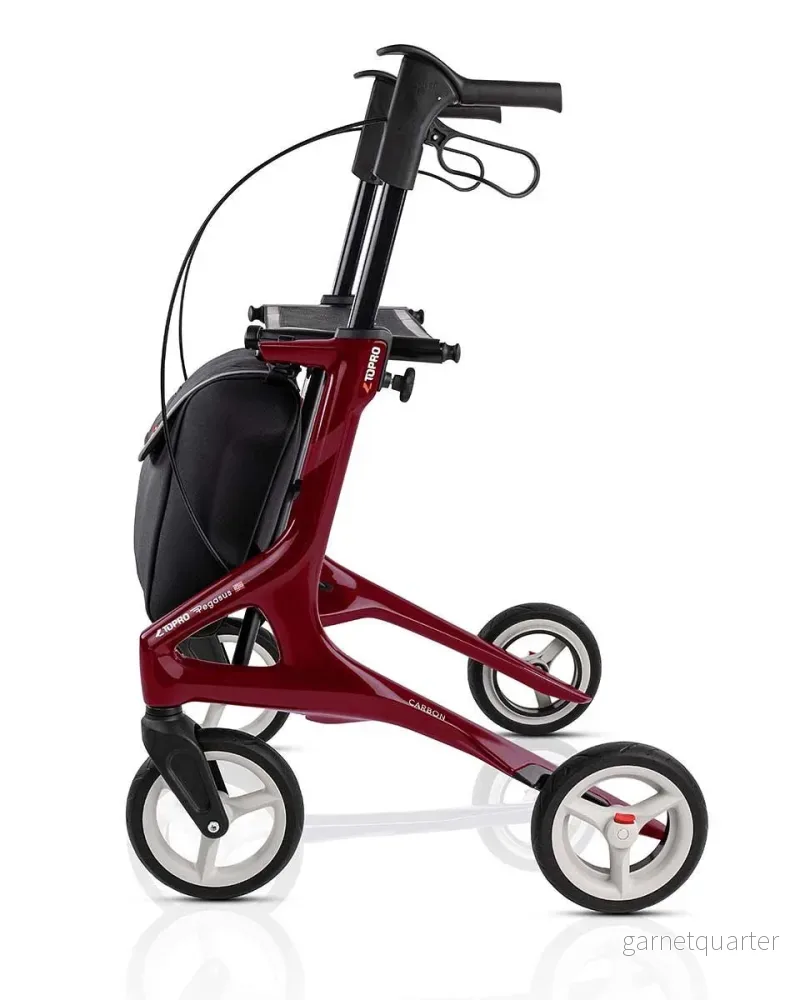 PEGASUS kolfiberrollator – Ultralätt, lyxig & skandinavisk design. Väger endast 6,6 kg Röd