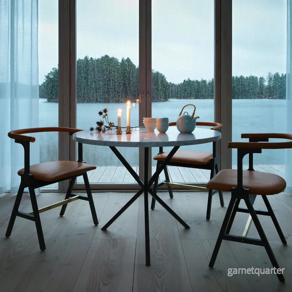NEB Round Dining Table With Top In Italian Marble NEB Round Dining Table With Top In Italian Marble