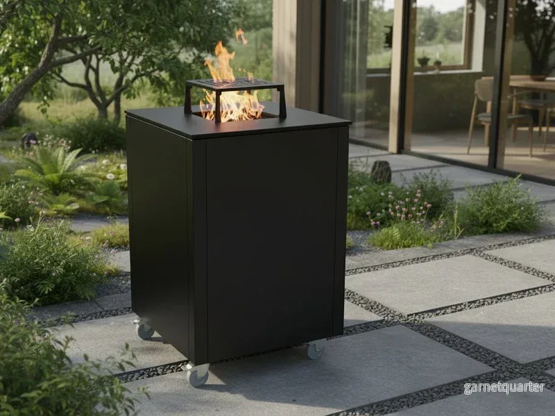 Lägereldsgrill i svartlackerat stål CUBY – 60 × 60 × 80 cm - Bild 3