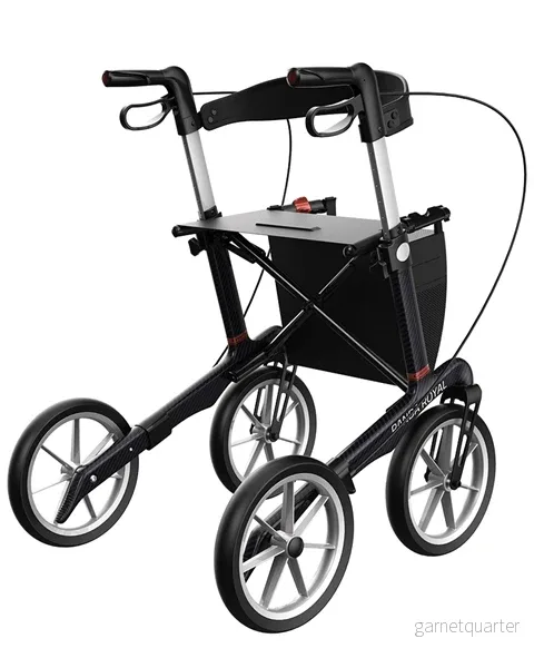 Panda Royal - Lättviktsrollator i kolfiber med stora stötdämpande hjul (Mörklila) - Bild 3