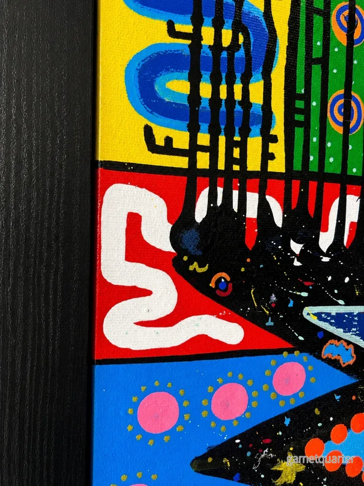 Originalmålning av Linus Cinnamoni – Färgstark Mixed Media 80 × 80 cm - Bild 3