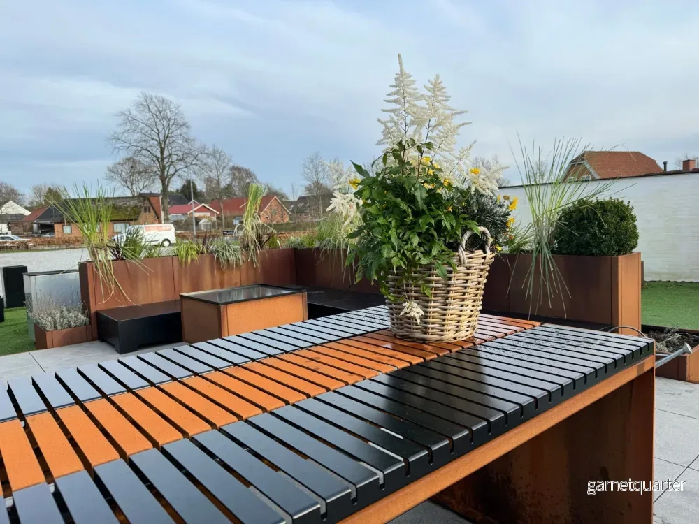 Bord- och bänksats i cortenstål eller galvaniserat stål - Bild 2