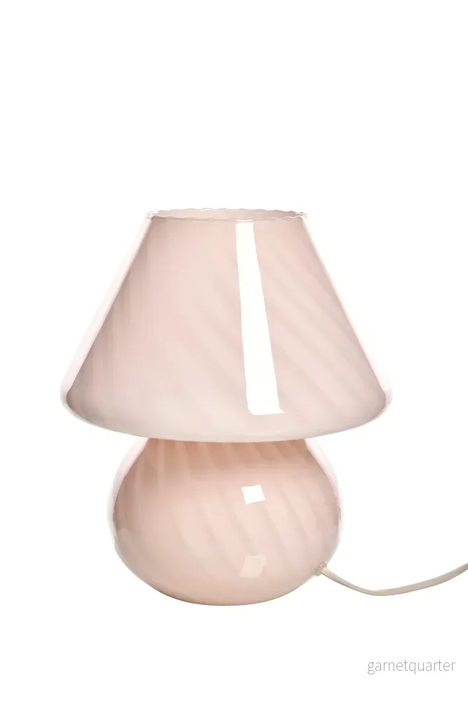 Vintage, ljusrosa Murano Swirl Mushroom bordslampa, Italien, 70tal - Bild 3