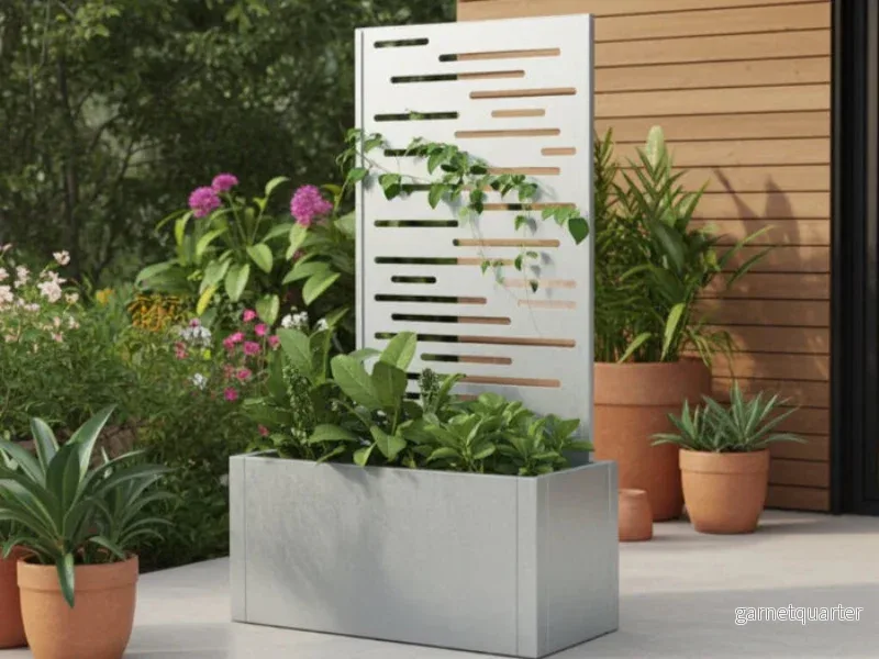 Blomlåda med spaljé i galvaniserat stål CUBY – 80 × 40 × 40 cm Blomlåda med spaljé i galvaniserat stål CUBY – 80 × 40 × 40 cm