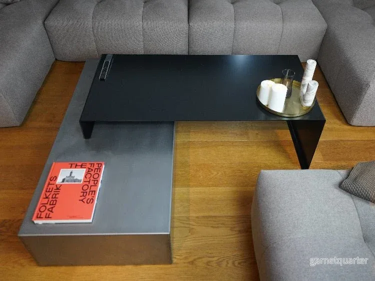 Offset BAZE Bridge Table – svartlackerat eller rått stål, 120 × 60 × H40 cm