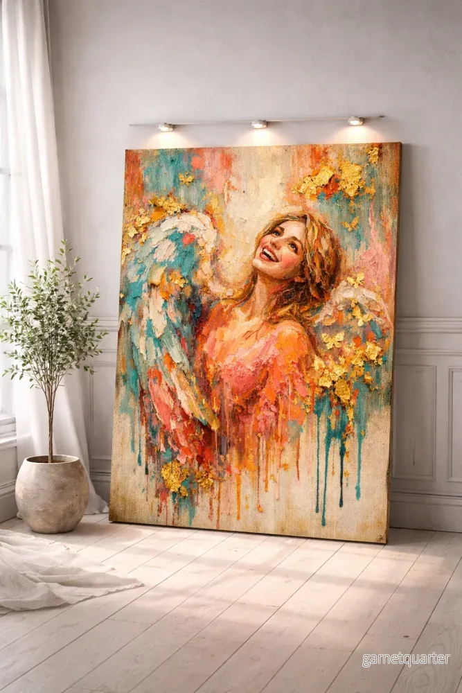 CELISTEA SIENNE - Färgstark canvas tavla med ängel motiv – Premium tryck på duk |Celistea Atelier - Bild 3