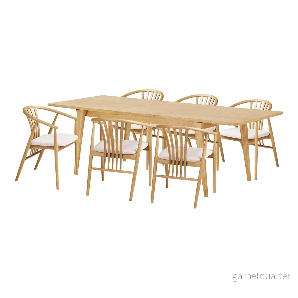 House Nordic Darwin & Agustin matgrupp natur med 6 stolar