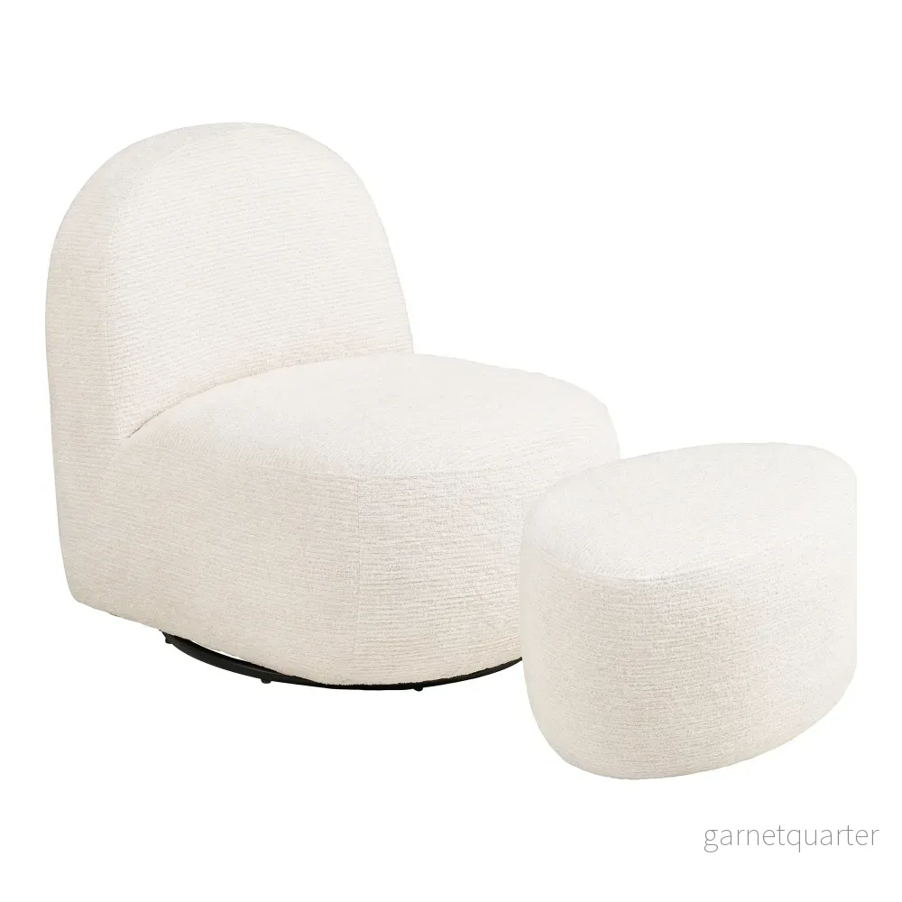 House Nordic Milo loungefåtölj med puff offwhite