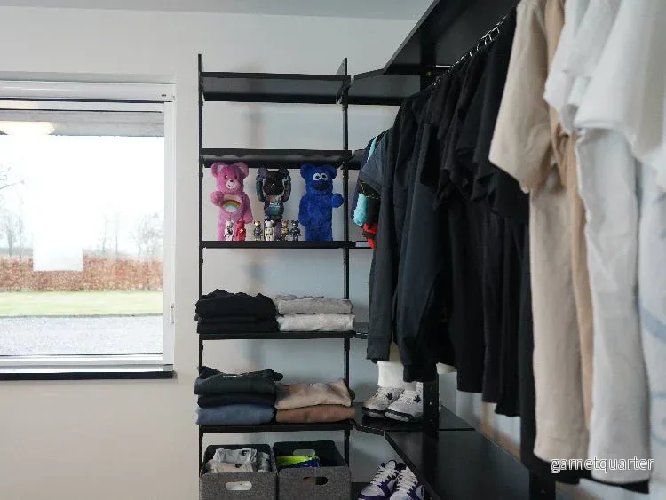 Förlängningsmodul AXIS – 51 × 205 cm, svartlackerat, 7 hyllor - Bild 3