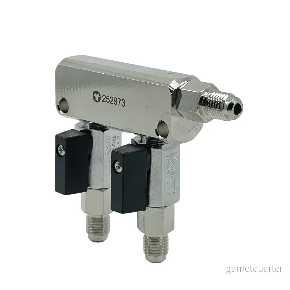 Oxyturbo CO2 Manifold med två utgångar, 1/4″ MFL och backventil Oxyturbo CO2 Manifold med två utgångar, 1/4″ MFL och backventil