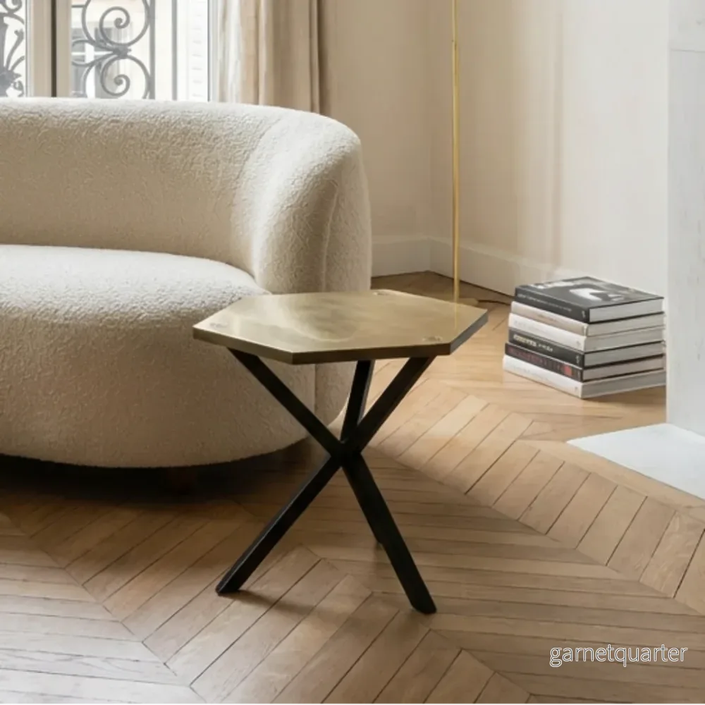 NEB Hexagonal Side Table With Top In Brass NEB Hexagonal Side Table With Top In Brass
