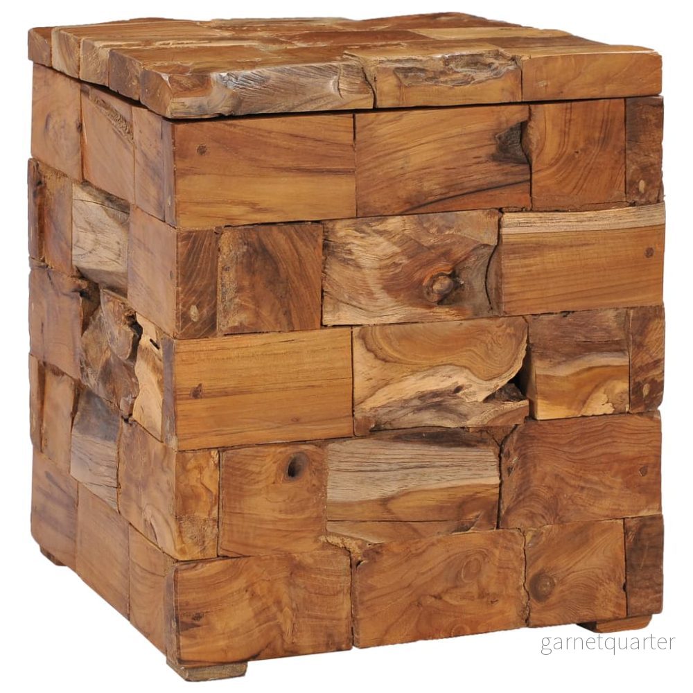 NNEVL Förvaringspall i massiv teak 40×40×45 cm – Natur NNEVL Förvaringspall i massiv teak 40×40×45 cm – Natur