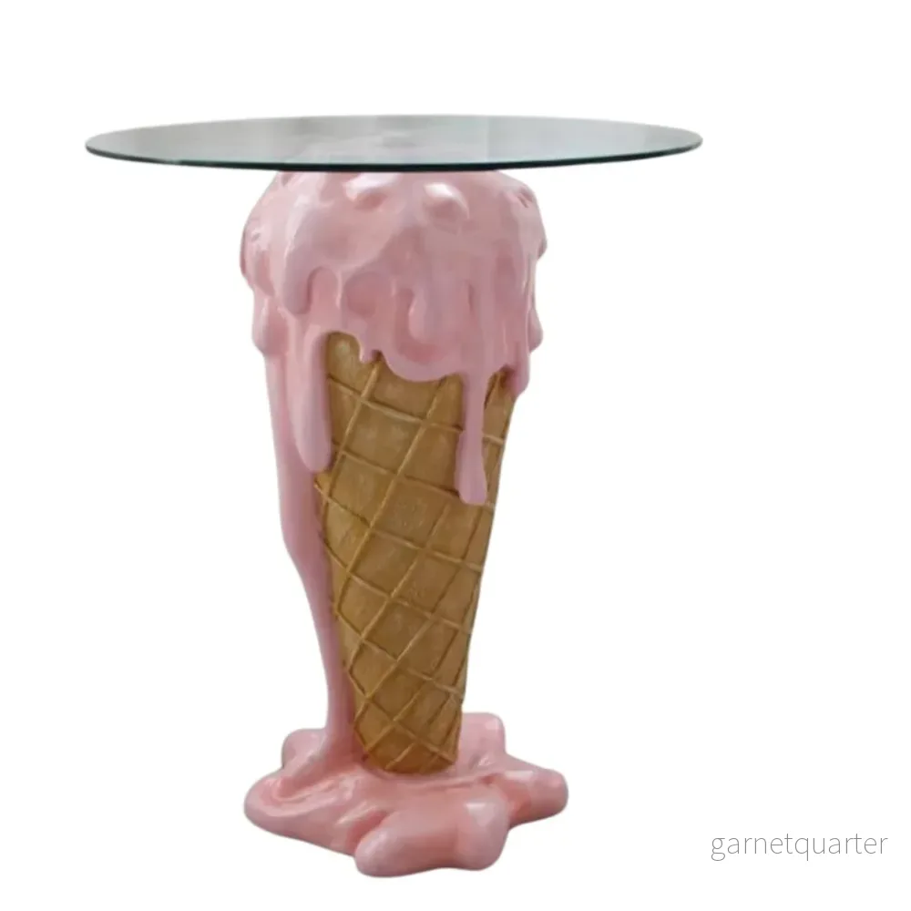 Lekfullt Sidobord med Glasstrut-design – Rosa