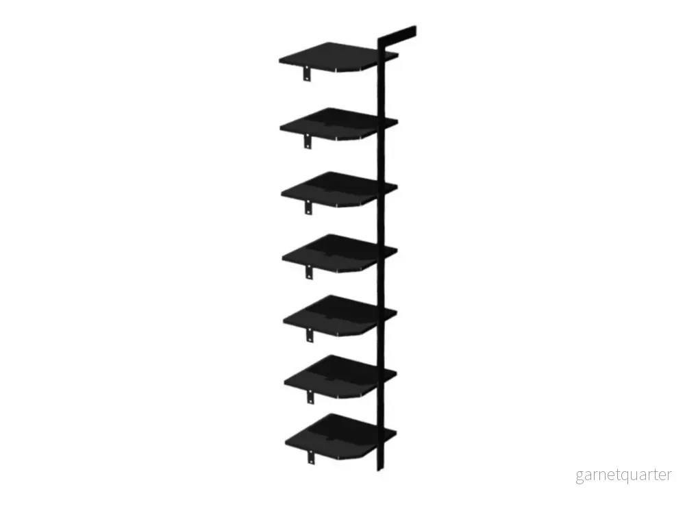 Hörnmodul AXIS – 50 × 51 cm, svartlackerat, 7 hyllor Hörnmodul AXIS – 50 × 51 cm, svartlackerat, 7 hyllor