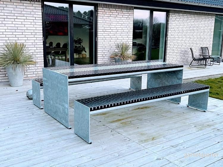 Bord- och bänksats i cortenstål eller galvaniserat stål - Bild 3