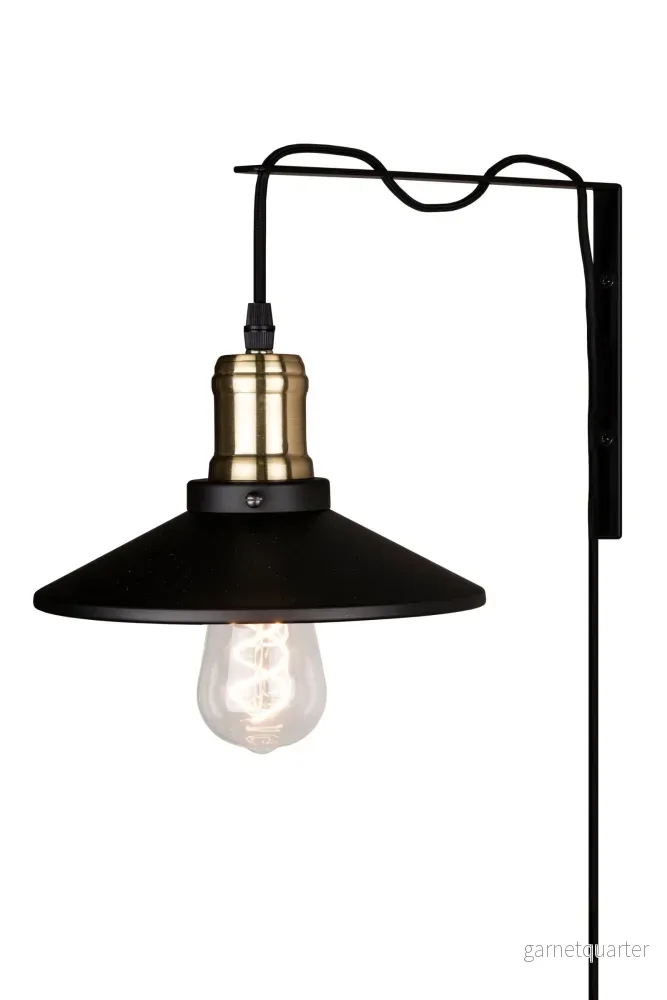 VÄGGLAMPA DISC SVART