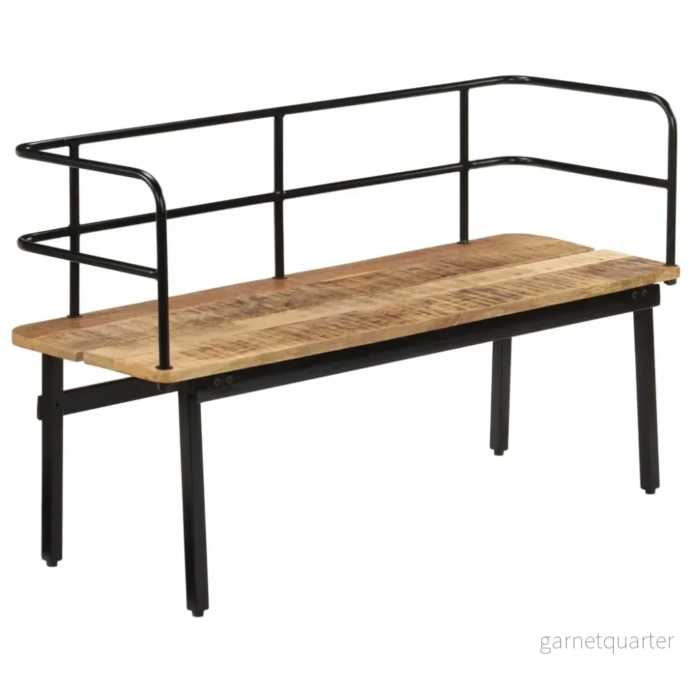 NNEVL Bänk 120×40×70 cm – Massiv mangoträ med industriben