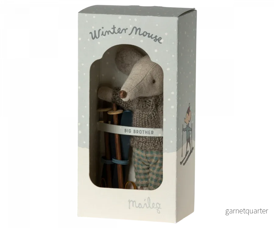 Maileg Winter Mouse With Ski Set Big Brother - Bild 2